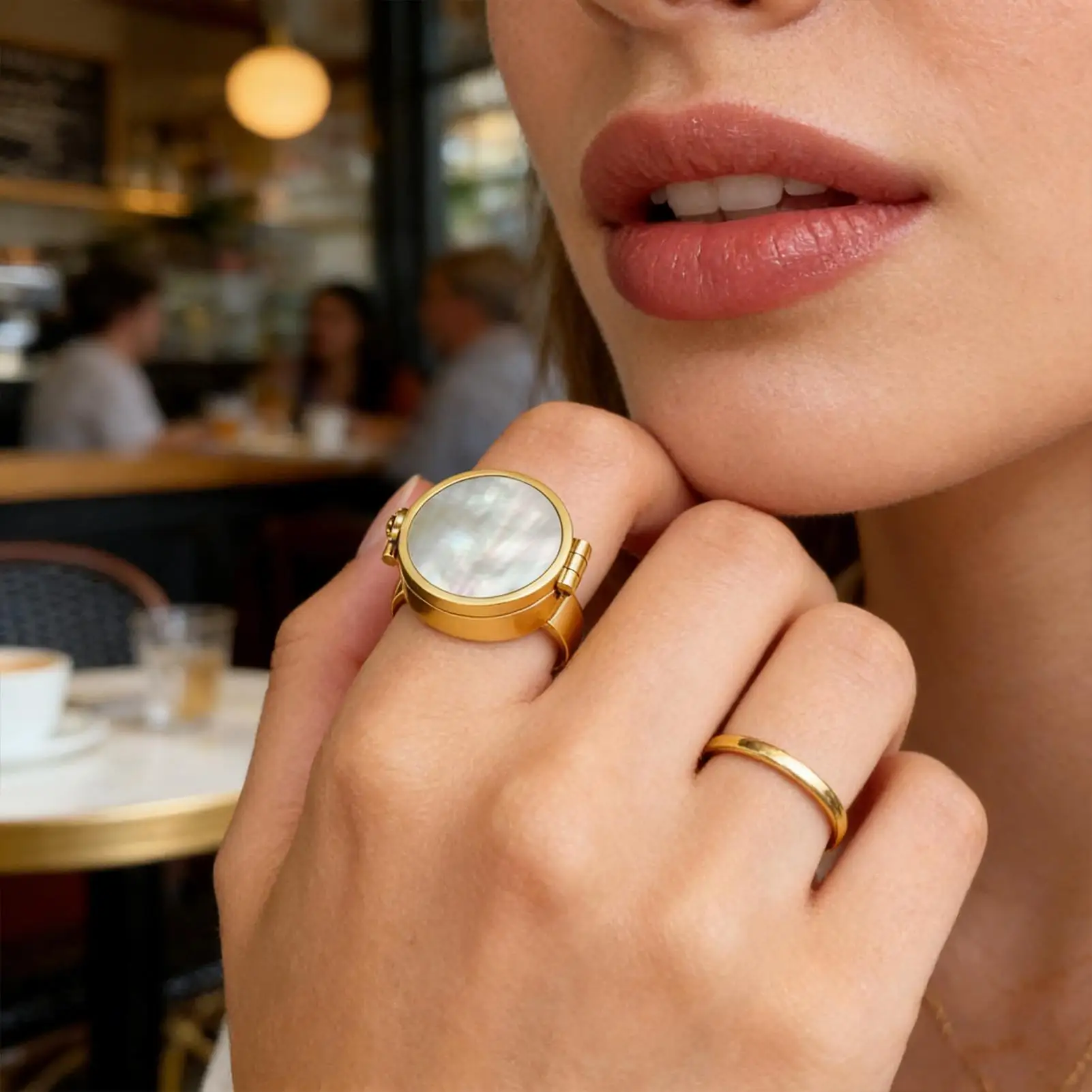 Mini Stainless Steel Lipstick Ring Storage Design Hoop Design Lip Balm Ring Multi Functional Ring Small Items Storage