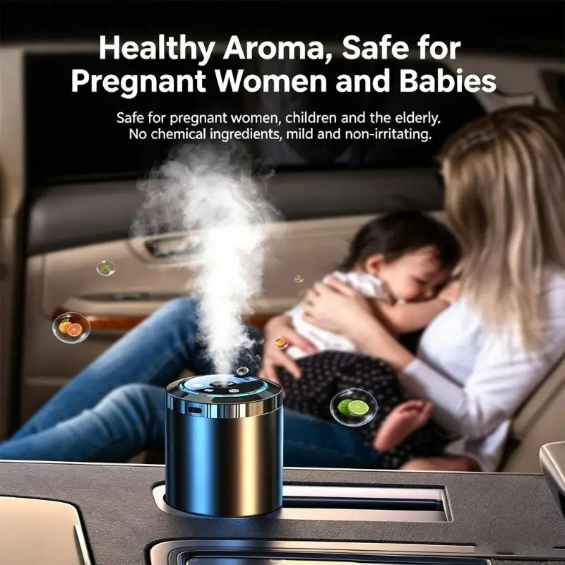 Dashboard Car Air Diffuser with Aluminum Body, Cabin Light and 5 Scent Levels in Sedans and SUVs for Daily Driving and Driver