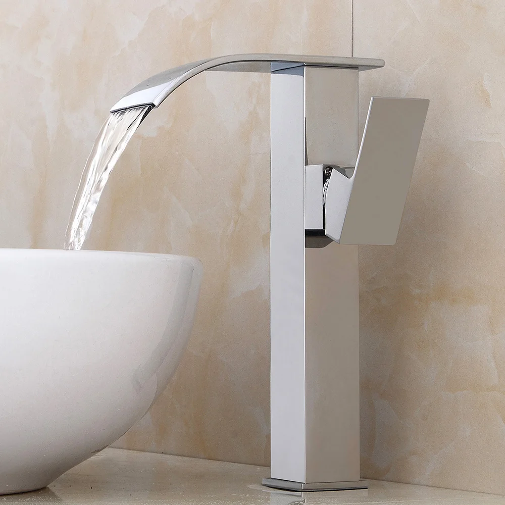 

Basin Faucets Modern White Bathroom Faucet Waterfall faucets Single Hole Cold and Hot Water Tap Basin Faucet Mixer Taps