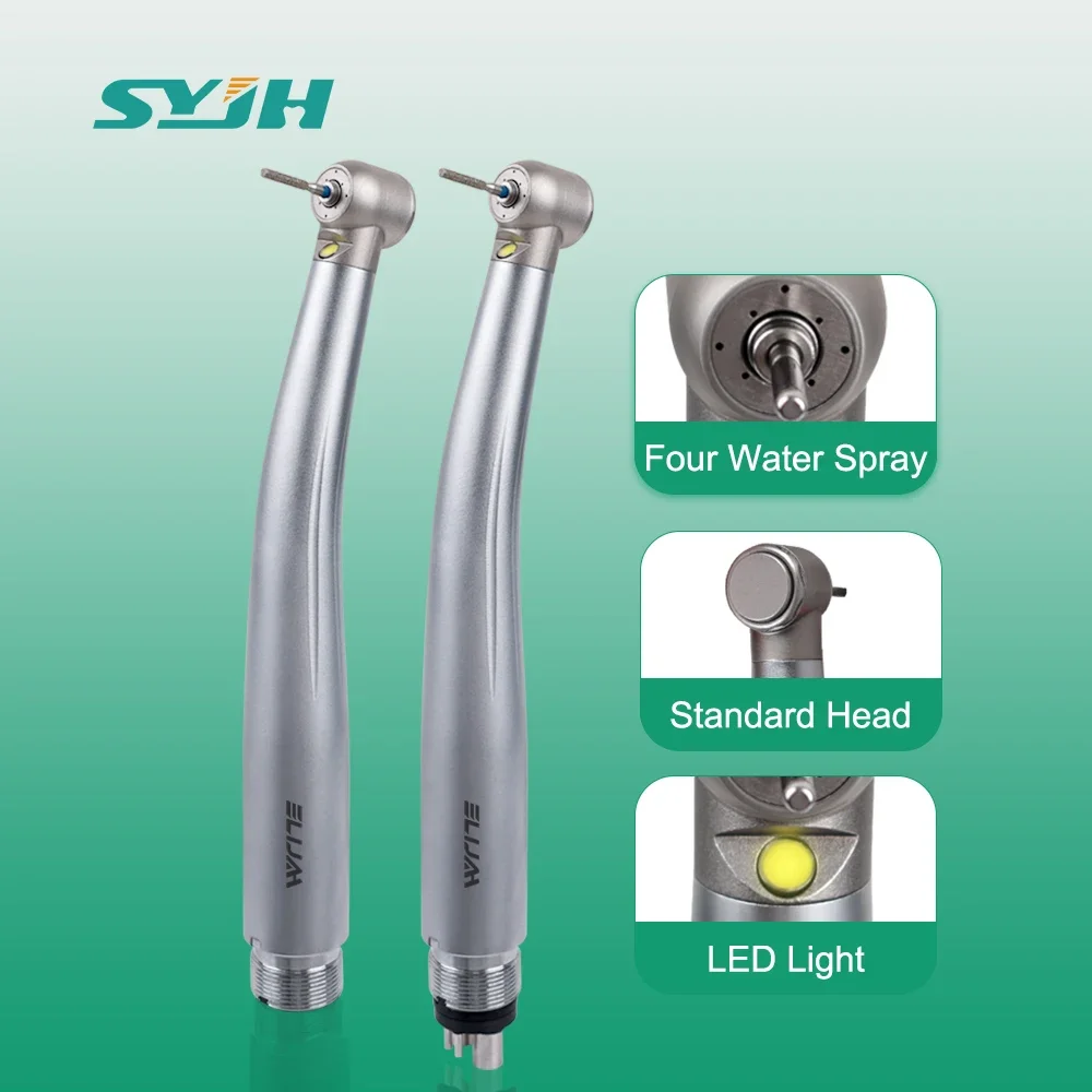 

Four Water Spray Dental LED High Speed Handpiece With Upgraded Integrate E-generator Light Standard Head B2/M4 Air Turbine T