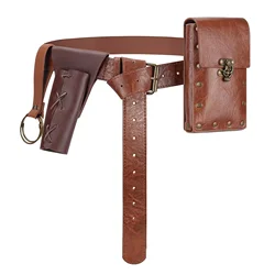Vintage Renaissance Belt Fanny Pack Scabbard Set Halloween Knight Viking Costume Medieval Leather Accessories