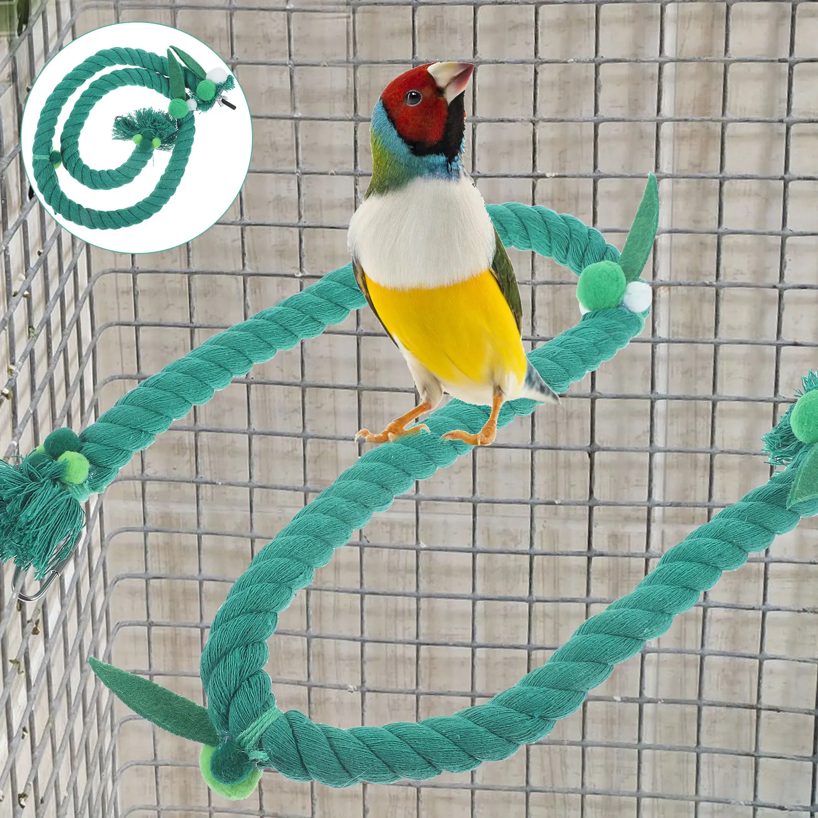 

Cotton Perch Swing Standing Parrot Climbing For Medium Large Cages Playful Chewing Hanging Perch Stick Playground Supply