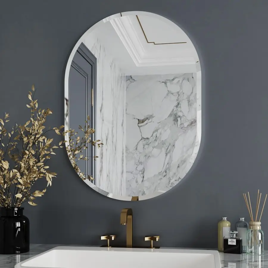 

Bathroom Vanity Mirror,Frameless Mirror,Beveled Bathroom Mirror,Oval Mirrors for Bathroom,Wall Mirrors Decorative,Oval Wall Mirr