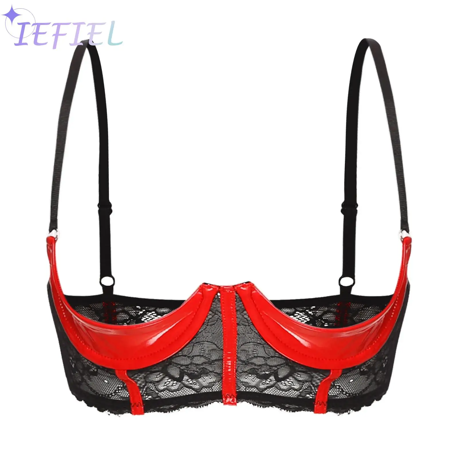 

Women Lace Splice Cupless Latex Bustier Corset Lingerie Nightwear 1/3 Cup Underwired Bra Tops Push-up Brassiere Underwear