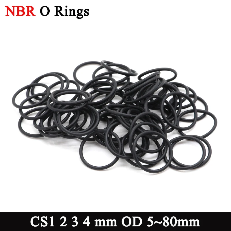 50pcs Black NBR O Rings CS1 2 3 4 mm OD 5~80mm Automobile Nitrile Rubber Washer Round Nontoxic Corrosion Oil Resist Seal Gasket