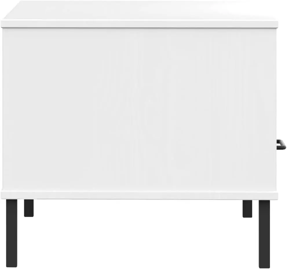 Coffee Table With Metal Legs White 33.5""X19.7""X17.7"" Solid Wood Oslo, End Tables, Living Table, Center Tables For Living