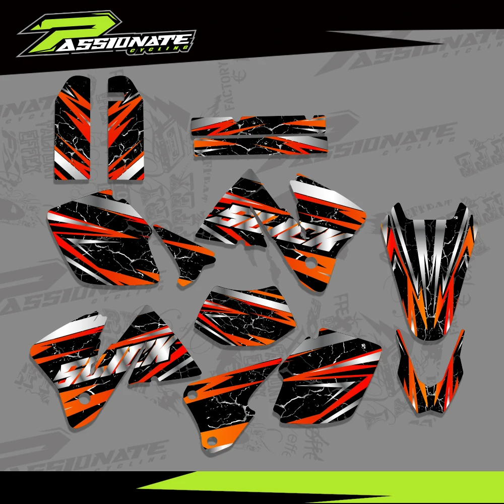 

Motorcycle Graphic Background Decals Stickers kits For KTM EXC 250 300 350 400 520 MXC 200 300 2001 2002 Customize Name Number