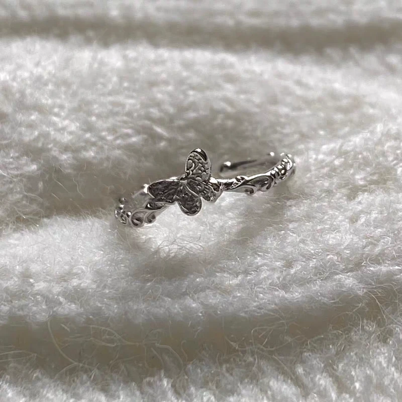 Exquisite Texture Butterfly Ring Korean Version Fashionable High End Gift for Girls 925 Sterling Silver Finger Ring for Women