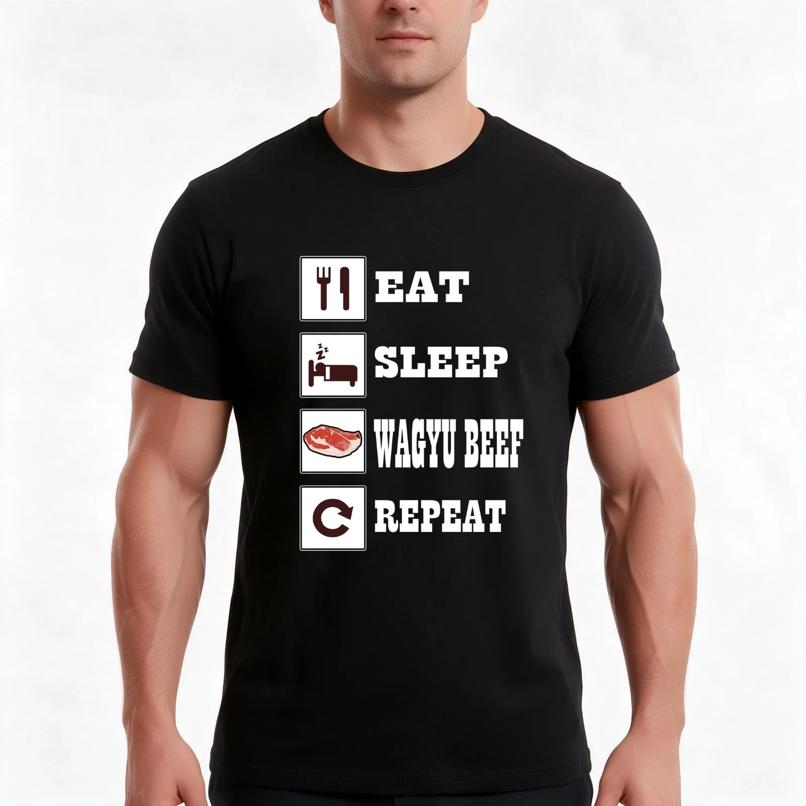 Wagyu Beef Steak BBQ Enthusiast Grill Meat Barbecue T-Shirt Summer Casual Cotton Tee Oversized Streetwear Tops 100% Cotton