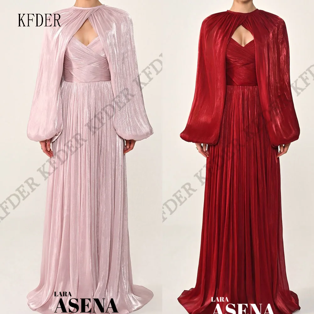 Shiny Lavender Red Satin Evening Dresses Puffy Sleeves Prom Gown A Lin  Formal Party Dresses Gowns Customized
