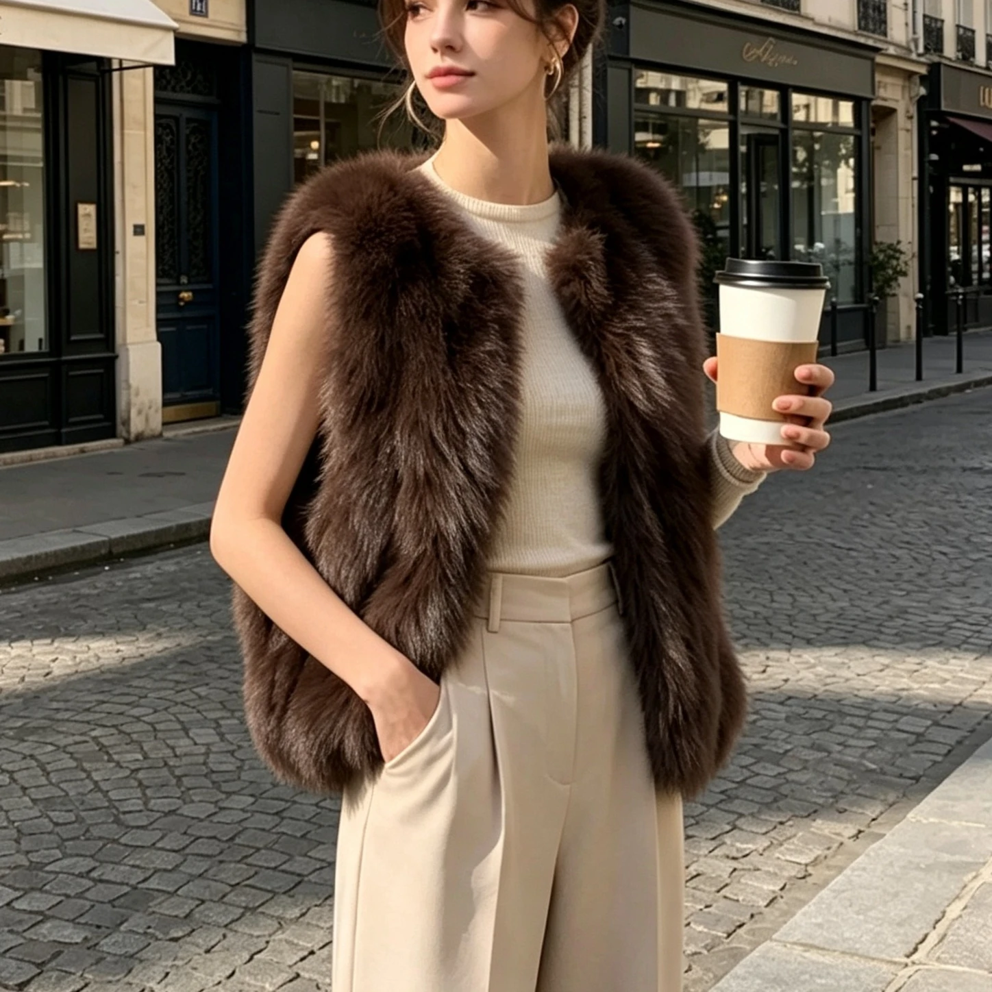 Women Faux Fox Fur Vest Y2k Coats Short Sleeveless Jackets Open Stitch Thick Coat Slim Cost Elegant Jacket 2026 Autumn Winter