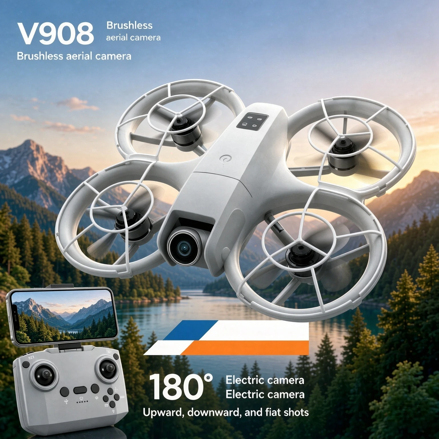 Original V908 Foldable GPS RC Quadcopter 8K Dual Camera 5G WiFi FPV Brushless Motor Optical Flow Aerial Photography Drone