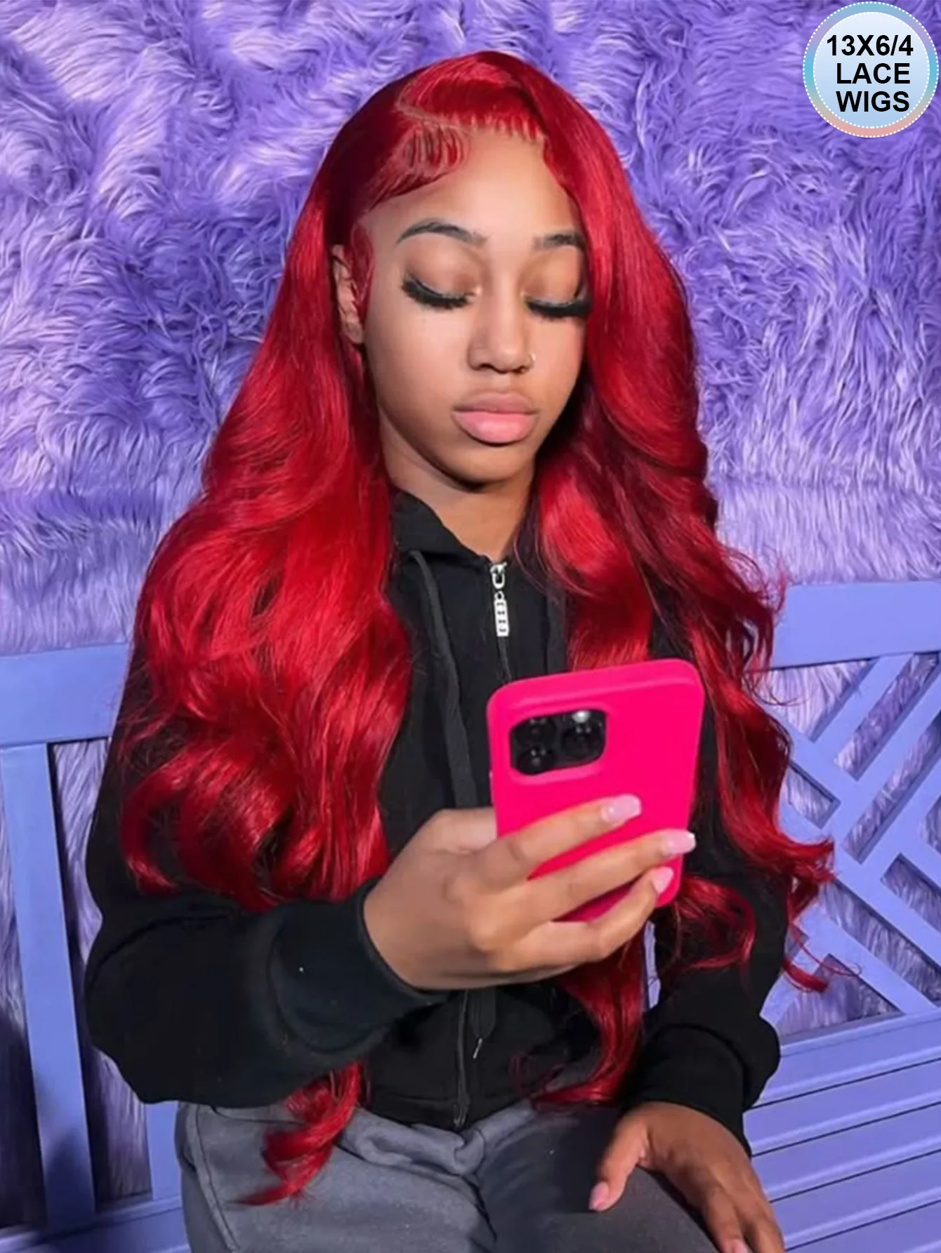 

Парик с прозрачной HD-основой 13x4, красный, с эффектом Body Wave, 300% плотность, бордовый, с предварительно выщипанными волосами, без узлов, длинный