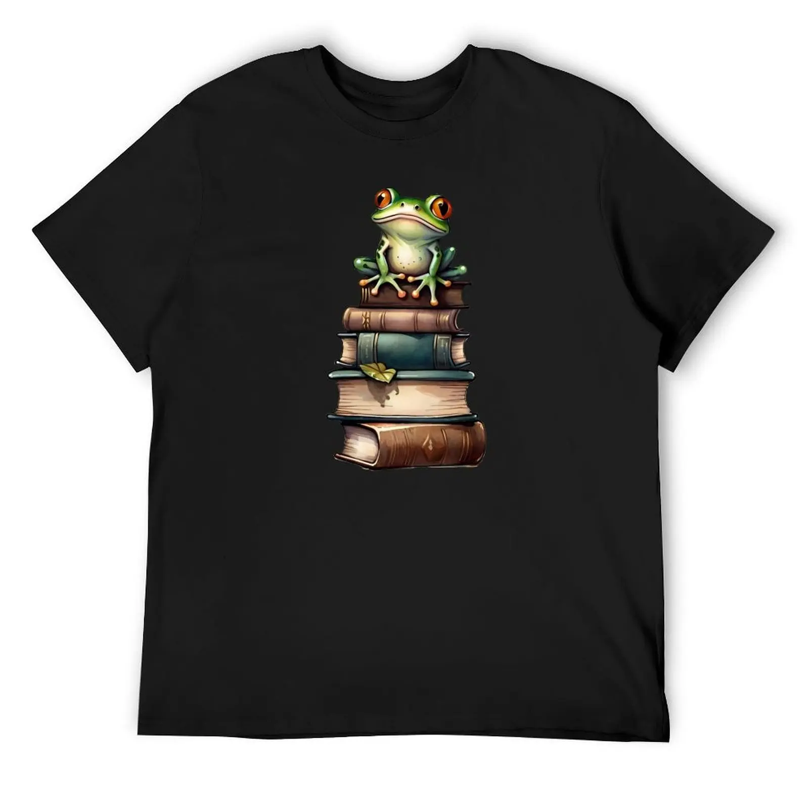 

Frog perched on books T-Shirt customs customizeds clothes heavyweights mens graphic t-shirts hip hop