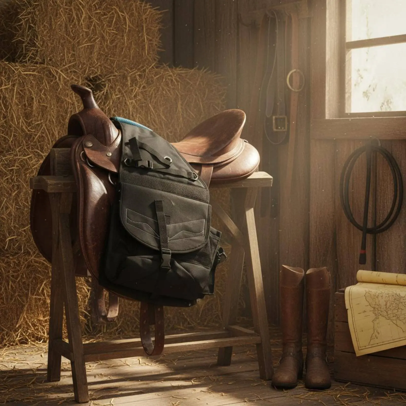 

Horse Saddle Bag Lightweight Canvas Saddle Bag Equestrian Gear Long-Lasting High Capacity for Equestrians