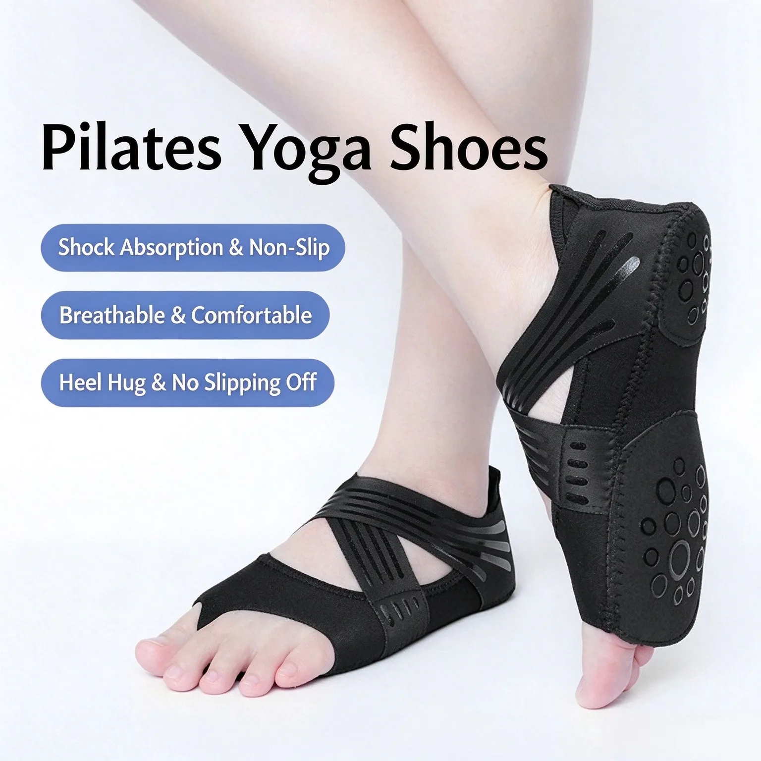 Adjustable Yoga Shoes Non Slip Silicone Sole Toe Separator Pilates Shoes Soft Barefoot Socks for Indoor Dance Training