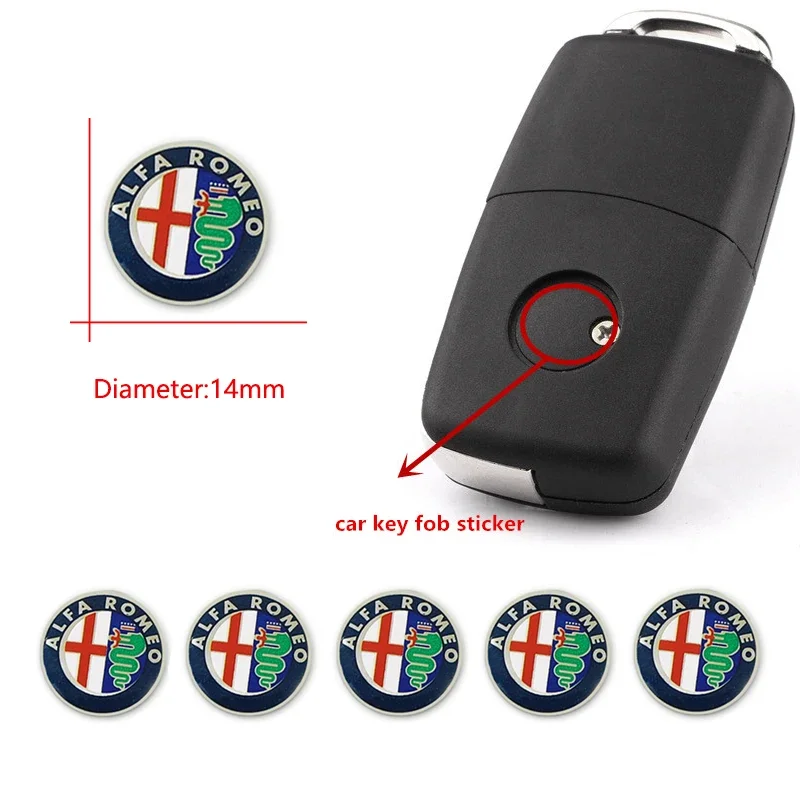5/10Pcs Car Key Badge Sticker For Alfa Romeo 156 159 147 4C 8C 166 Giulia Giulietta Mito Stelvio Spider GT Tonale Disco Volante