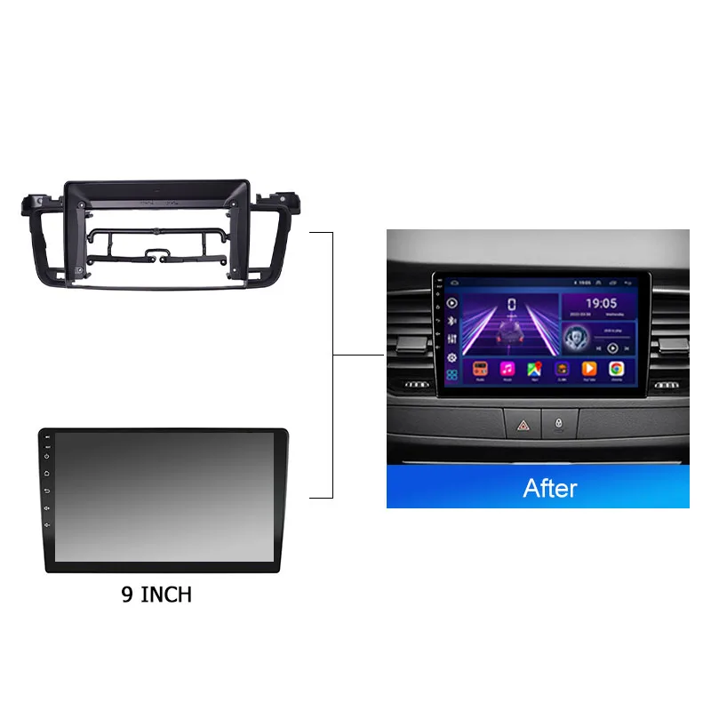 KENVOX bingkai Radio Android untuk Peugeot 508 2011 2018 9 inci 2DIN Fascia Stereo Panel Harness kabel kotak Canbus