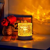 USB Water Ripple Night Light,Water Ripple Lamp,Romantic Atmosphere Ocean Projector Light,Crystal Ocean Wave Lamp LED Night Light