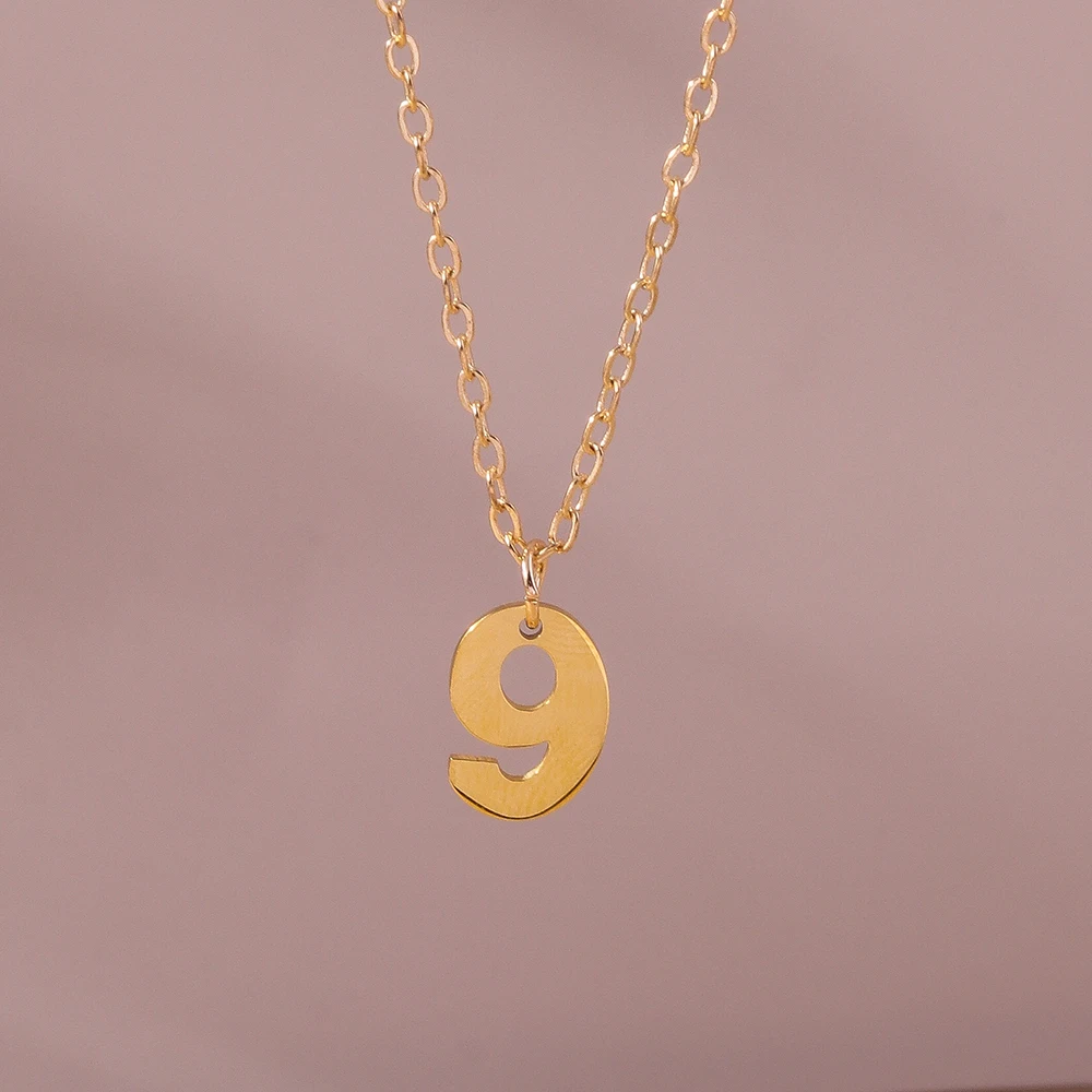 Aihua Mode Glück Initial Nummer 0-9 Anhänger Halskette für Frauen Männer Paar Einfache Arabische Ziffern Halskette Persönlichkeit schmuck – Detail 27