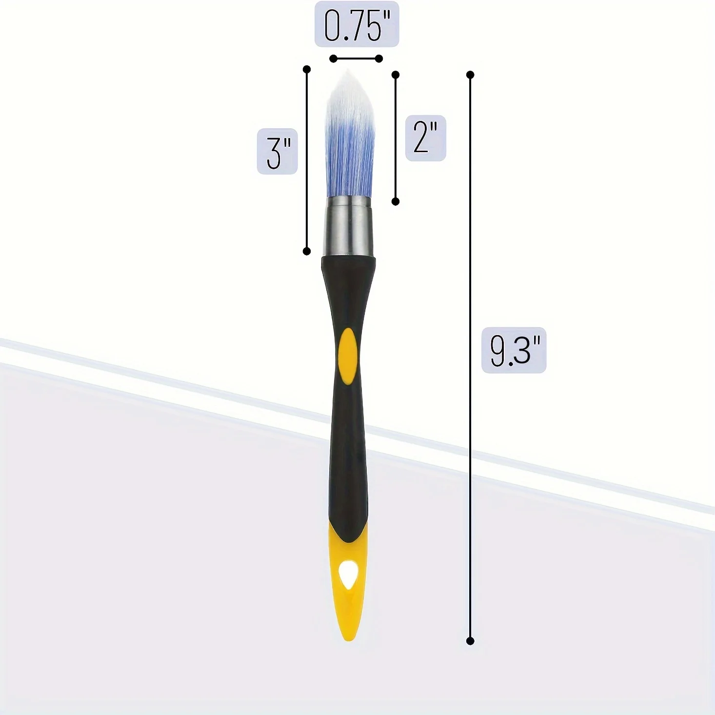 فرشاة حافة الطلاء سهلة التنظيف، ماكينة تشذيب دقيقة 0.75 بوصة، مع مقبض بلاستيكي متين وشعيرات صناعية، للتنعيم