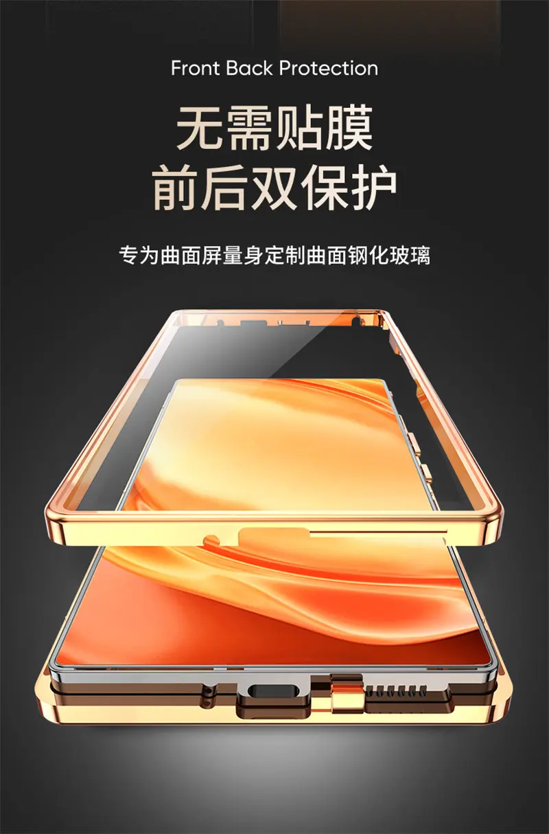 ZTE Nubia Z50 Ultra NX712J Case Full Body Cover Front Glass Clear Hard Cover with Back PU Leather Case for Nubia Z50 Ultra 5G