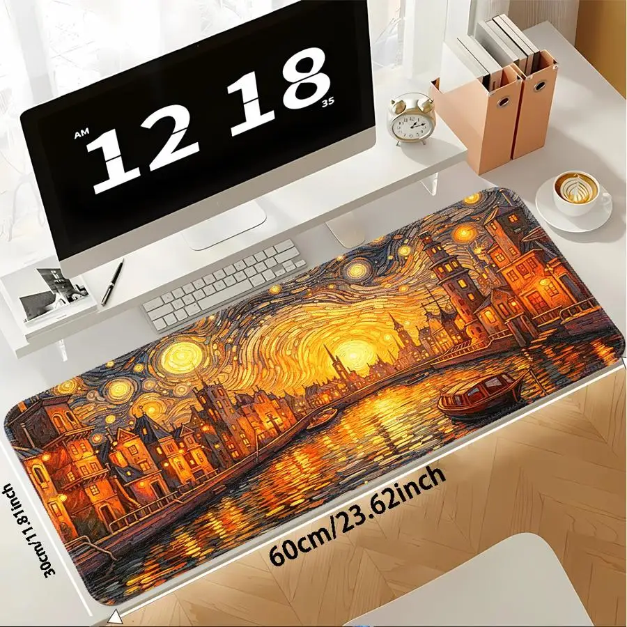 Starry Night By Van Gogh Anti slip Mouse Pad Keyboard Mouse Pad Game Console Pad Computer Laptop Pad Desk accessories office Pad