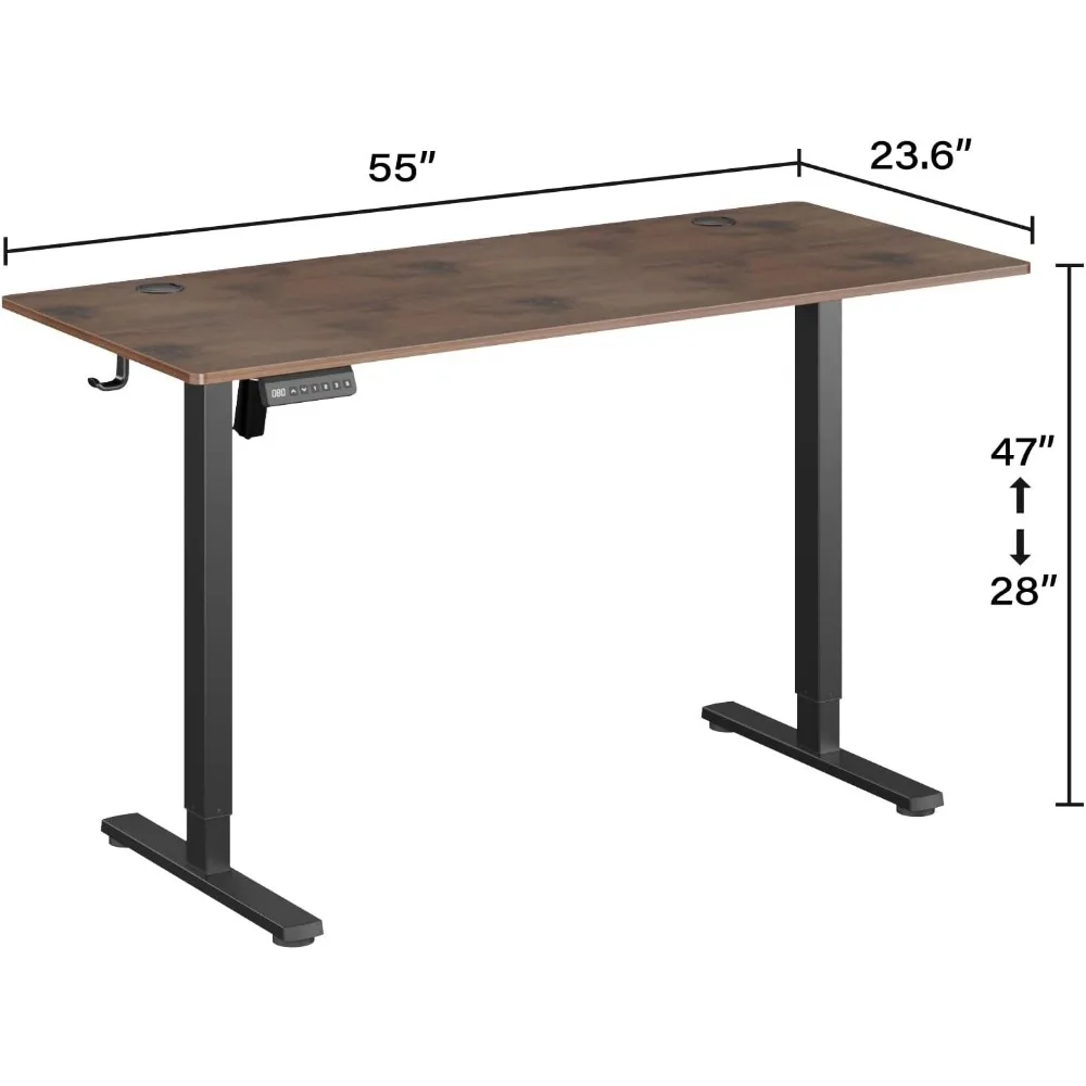 Escritorio de pie eléctrico ajustable, mesa de pie ergonómica de 55x24 pulgadas, soporte para sentarse, escritorio de oficina en casa con tablero de