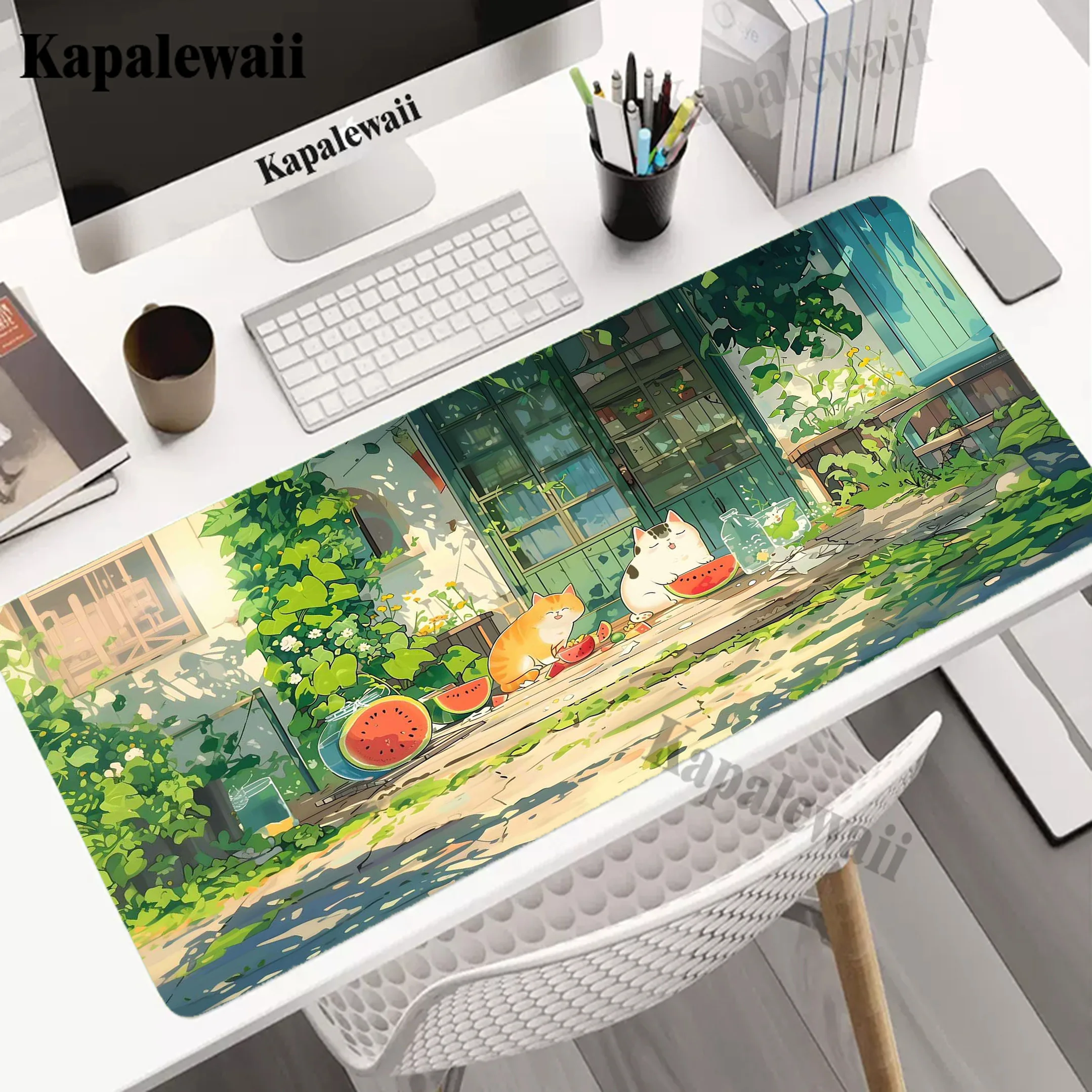 

Kawaii Cat Gamer Mousepad Locking Edge Gaming Mouse Pad Computer Keyboard Pads Rubber Soft Mouse Mat Anti-slip Desk Mat 80x30cm