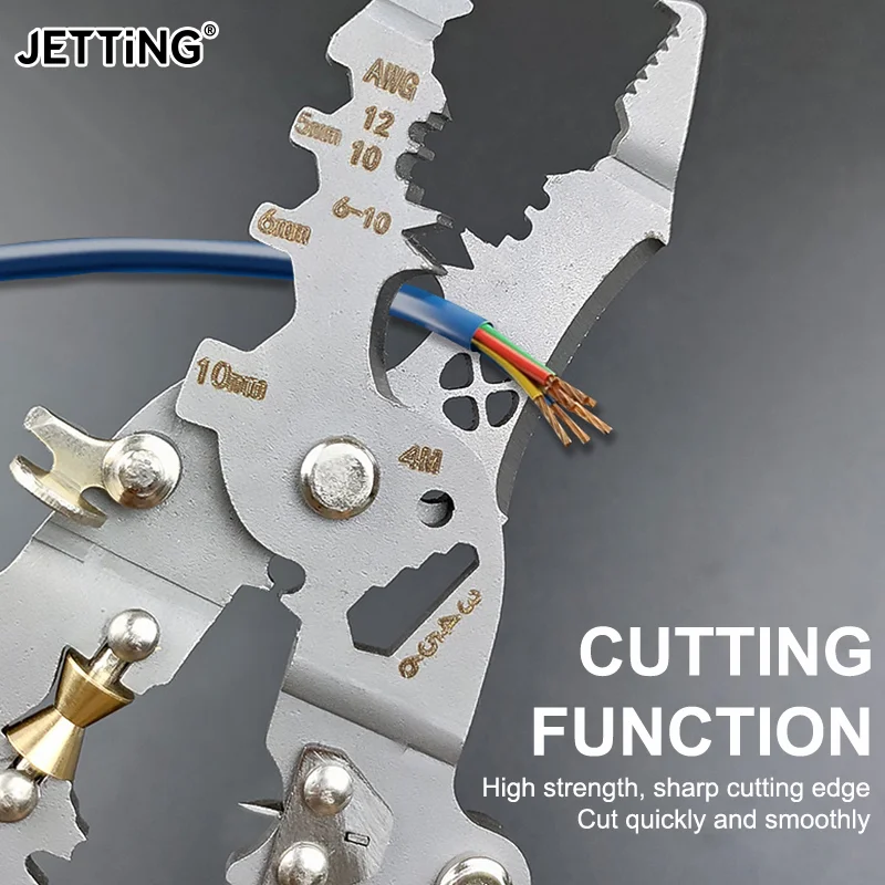 

Foldalbe Wire Stripping Pliers Voltage Testing Cable Cutting Crimping Pliers Multifunctional Wire Stripper Electrician Pliers