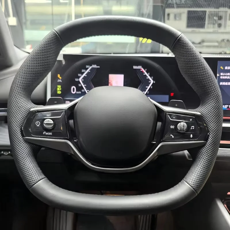 

Custom Hand Sewing Anti-slip Black Genuine Leather Car Steering Wheel Cover For BMW 5 Series 7 Series 525li 530 528 740li 2024
