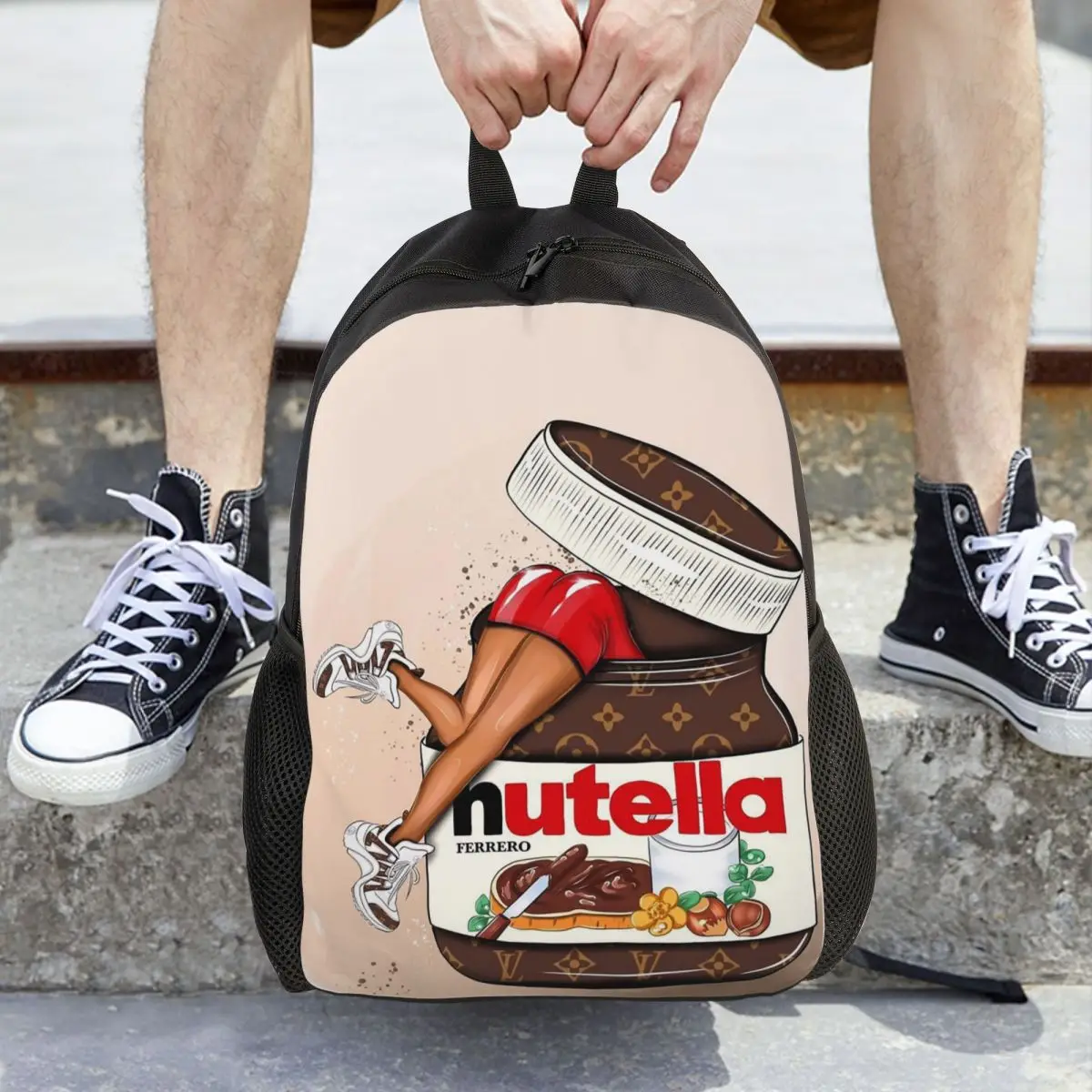 

Nutella Cutie Backpack Hot Sale Daypack Large Capacity Kids BookBag School Bag Shoulder Bags for Men Women