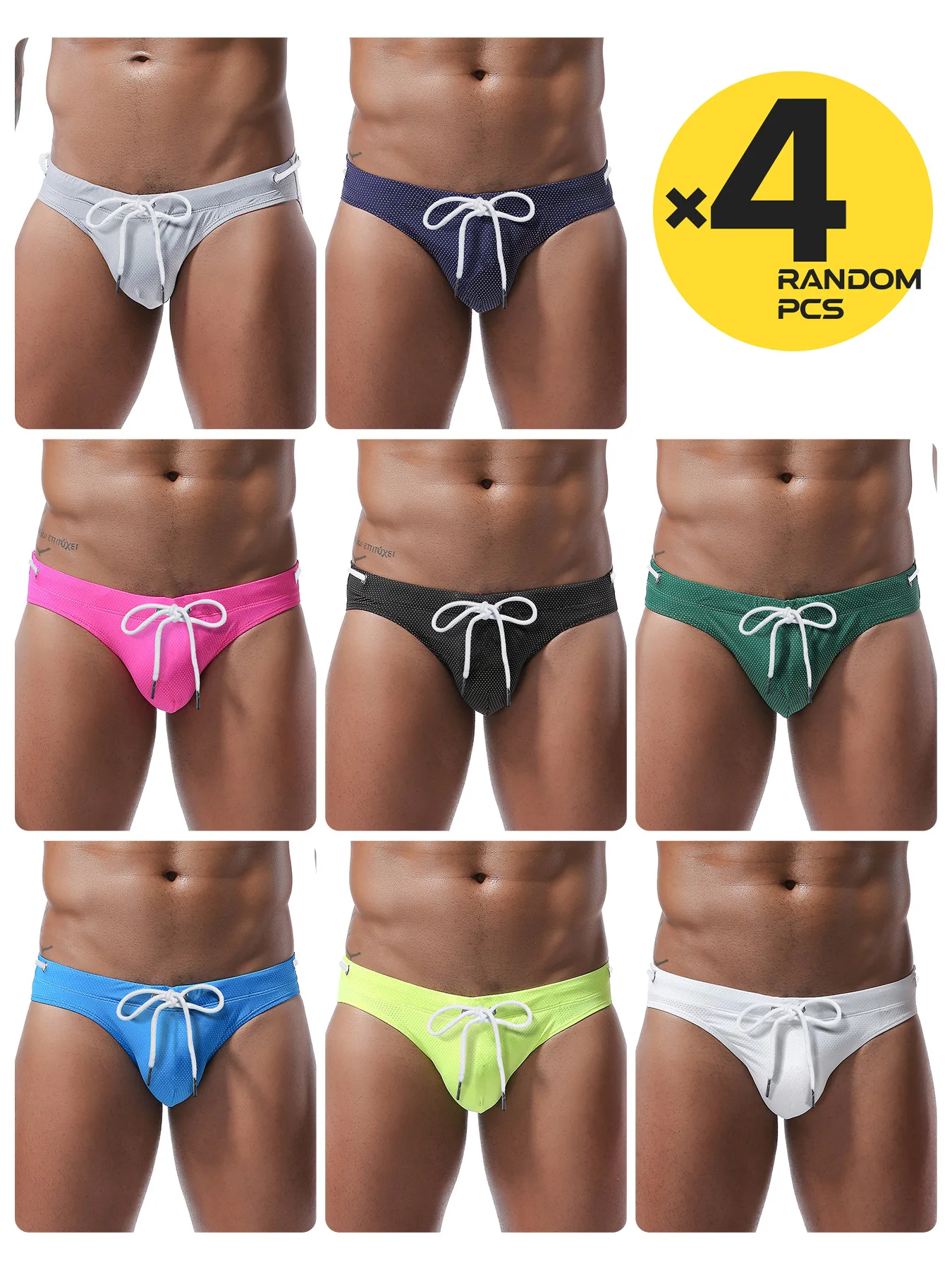 

Men's Sexy Swimming Briefs Swimsuit Summer Beach Bikini Fashion Fetish Breathable Large Pouches Surf Shorts Beachwear 2/3/4PCS