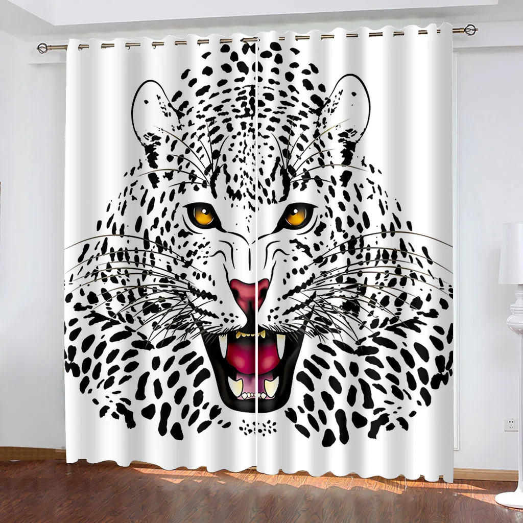 2pc tiger Print Curtain 3d Printed Curtains For Living Room Kitchen Bedroom Window Curtain For Living Room Bedroom Decor