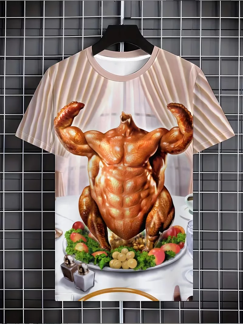 Delicious Food Pattern T-shirt For Men Cool 3D Printed Funny Summer T Shirts Tops Loose Short Sleeves Women Round Neck Tees New