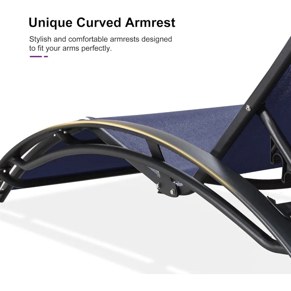 طقم كراسي استرخاء كبيرة الحجم للفناء مع طاولة جانبية لحمام السباحة وكراسي كرسي قابلة للتعديل للشاطئ الخارجي.