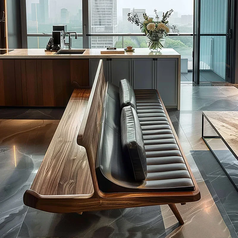 

Solid wood new Chinese black walnut ash wood home sofa office hotel homestay office furniture