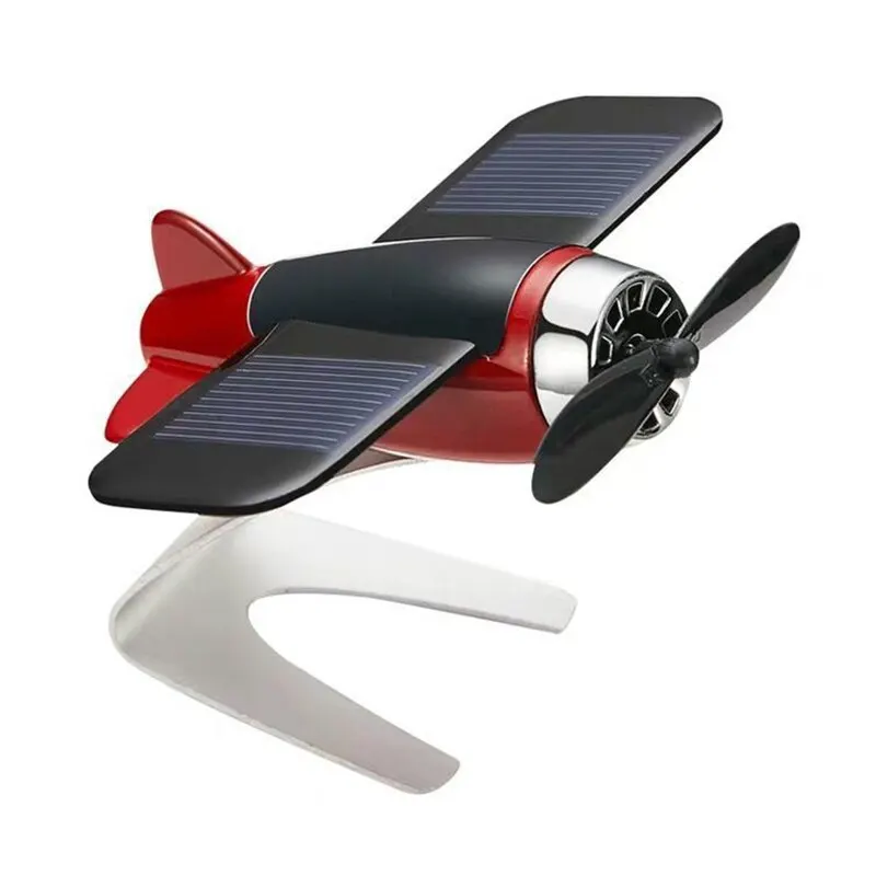 Avión Solar creativo para hombres, decoración de coche, accesorios de Interior de coche, adorno de escritorio, regalo para mujeres, entusiastas del automóvil