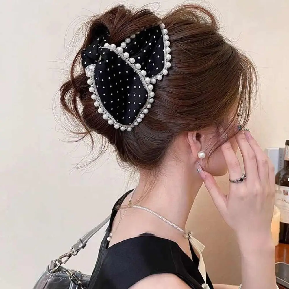 

Fashion Polka Dot Cloth Triangle Hair Claw Cute Bowknot Large Shark Clip Heart Headdress Bow Hair Clip Hair Accessories
