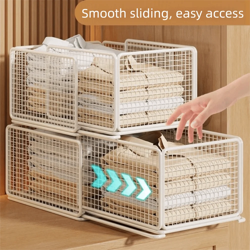 

Layered Design Wardrobe Storage Rack Expandable Partitions Cabinet Wardrobe Storage Drawer Style Sorting Box