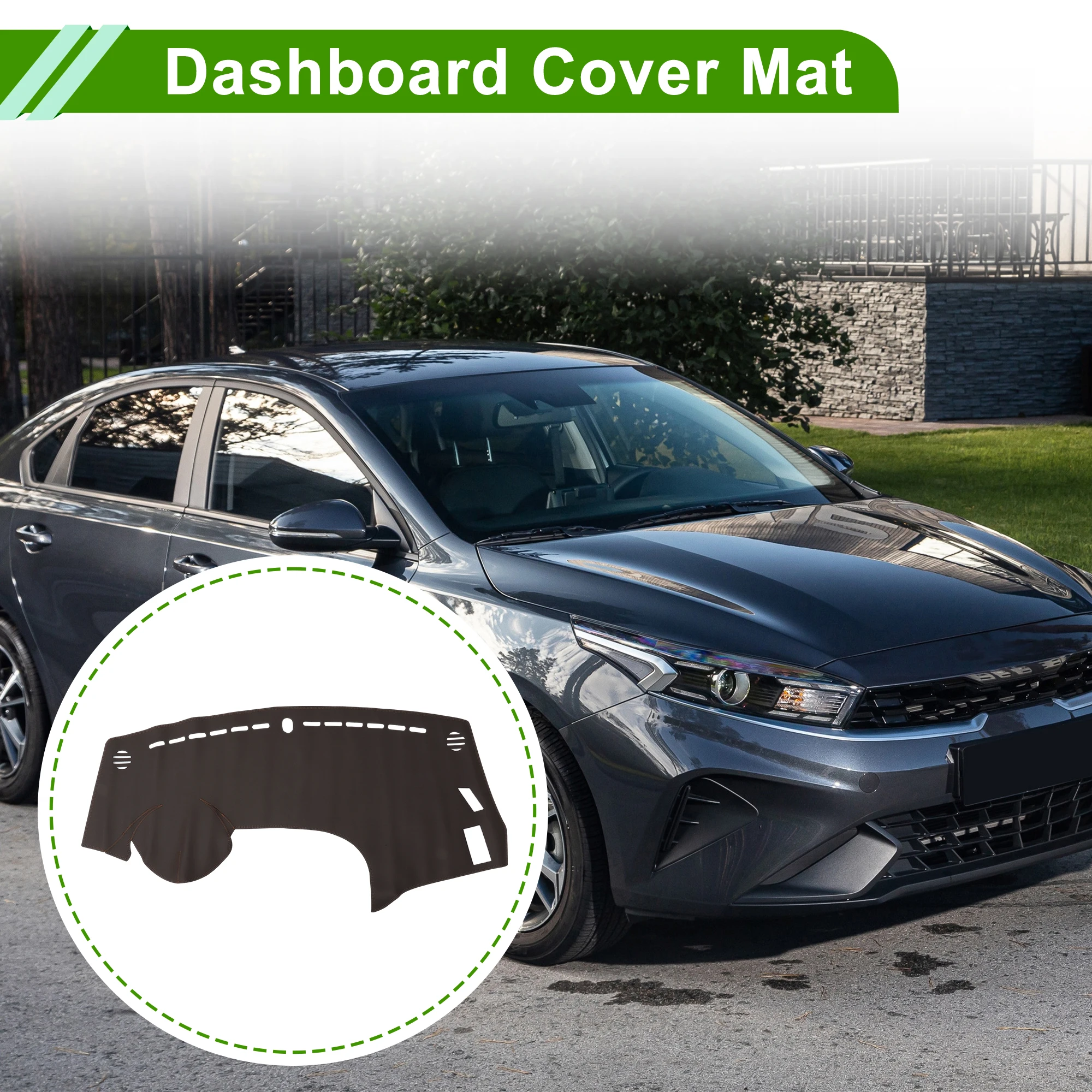 UXCELL Dash Cover for KIA K3 2013-2017 without Hud Dashboard Cover Leather Brown 1 pcs