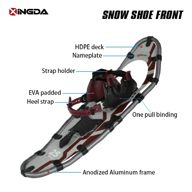 Aluminum Snowshoes With EVA Padded One Pull Binding Heel Lift Snowshoes For Adults Youth