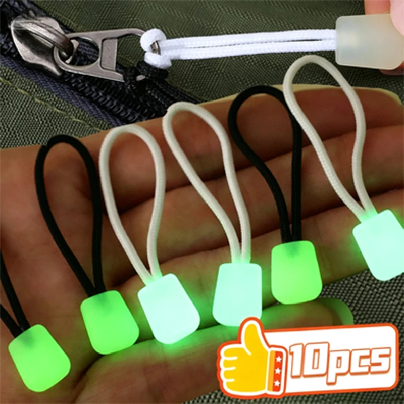 Luminous Zipper Pulls Tail Rope Anti Lost Zipper Head Glow in The Dark For Outdoor Camping Backpack Jackets Handbags Sewing Kits