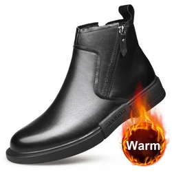 Cowhide Genuine Leather Ankle Boots Winter Business Dress Snow Boots for Men Office Formal Shoes Designer Casual Shoes Sneakers