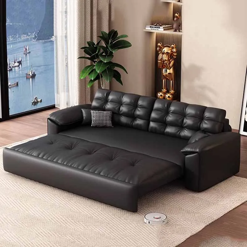 

Square Black Couches Simple Comfortable Storage Italian Living Room Sofa Bed Modern Lounge Designer Divano Letto Salon Furniture