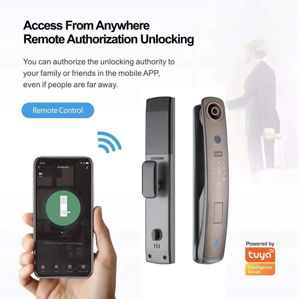 Smart Fingerprint Lock WiFi Biometric Password Tuya APP Controlled Fully Automatic Digital Electronic Home Security Motolock