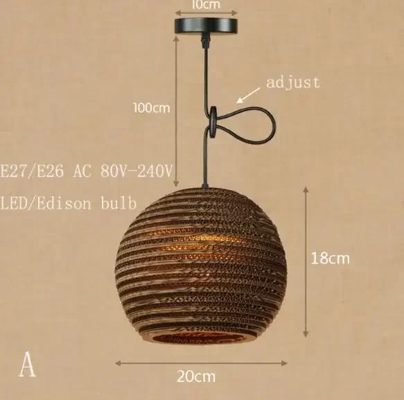 UIJN American LED Origami pendant light vintage hanging paper E27 pendant lamp bar/restaurant living room lighting fixture