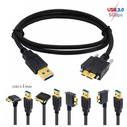 5M 3M USB 3.0 A male To Micro B Cable angle 90 Degree male With Locking Screws Data Sync Cable Cord for Camera Hard Drive HDD