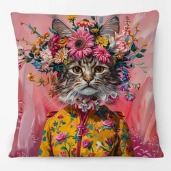 Animals Pillow Case Horse Dog Fox Flower Giraffe Leopard Tiger Portrait Printed Cushion Covers Sofa Pillowcases Home Decoration