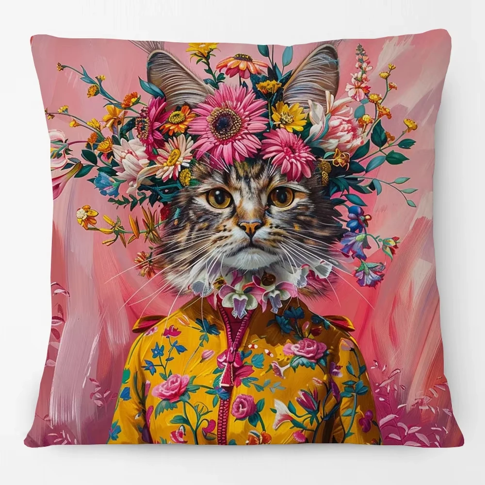 Animals Pillow Case Horse Dog Fox Flower Giraffe Leopard Tiger Portrait Printed Cushion Covers Sofa Pillowcases Home Decoration